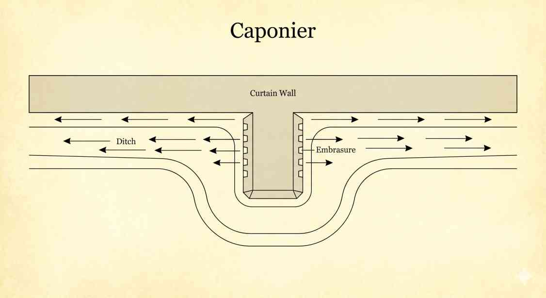 Top-down diagram of Caponier