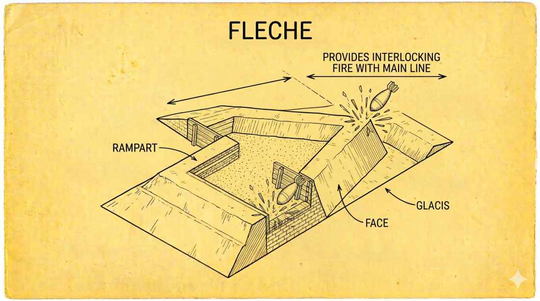 Top-down diagram of Fleche
