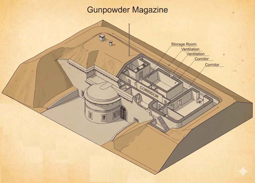 Top-down diagram of Gunpowder Magazine