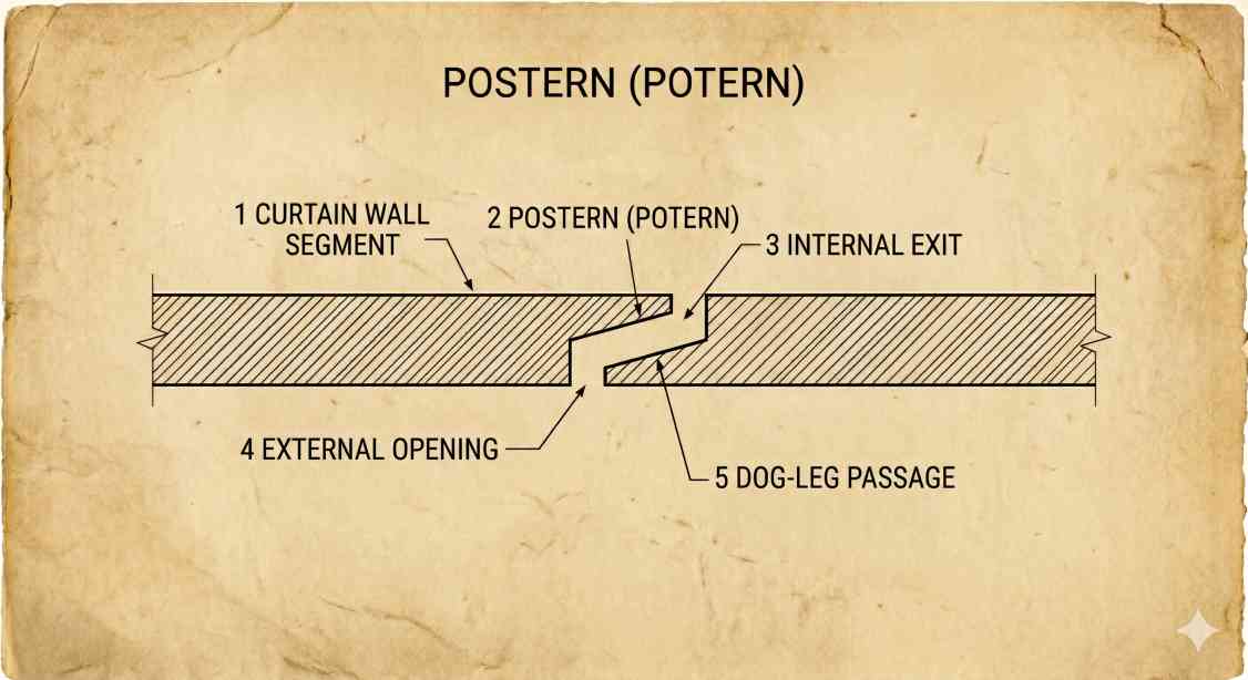 Top-down diagram of Postern